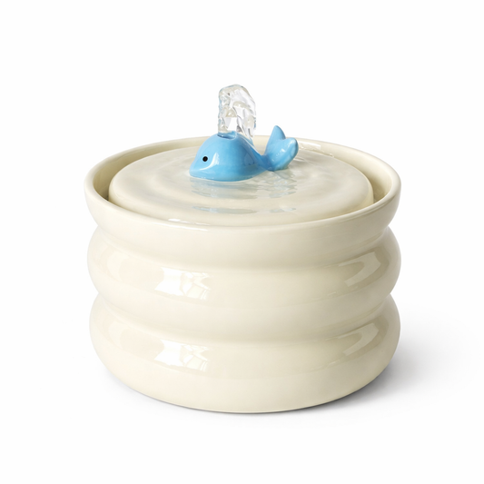 Whale Cat Water Fountain – 27oz (0.8L) Automatic Flowing Water